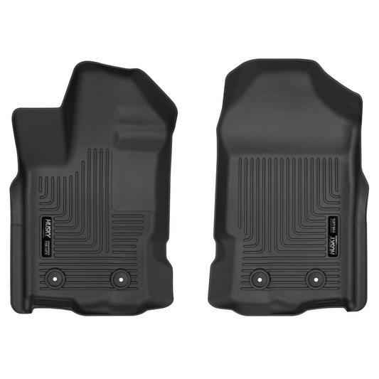 Husky Liners | Weatherbeater Front Floor Liners For 2019-2023 Ranger Husky Liners | 13411 in black rubber with textured design.