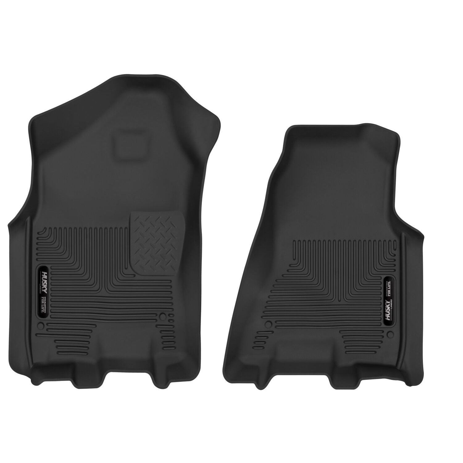Husky Liners | Weatherbeater Front Floor Liners For 2019-2024 1500 Husky Liners | 13741 in black rubber material.