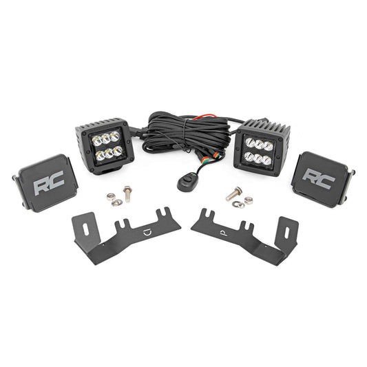 ROUGH COUNTRY LED Ditch Light Kit | 2in Black Pair | Spot | Chevy/GMC 1500 (14-18 & Classic) | 71052