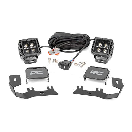 ROUGH COUNTRY LED Ditch Light Kit | 2in Black Pair | Amber DRL | Chevy/GMC 1500 (14-18 & Classic) | 71055