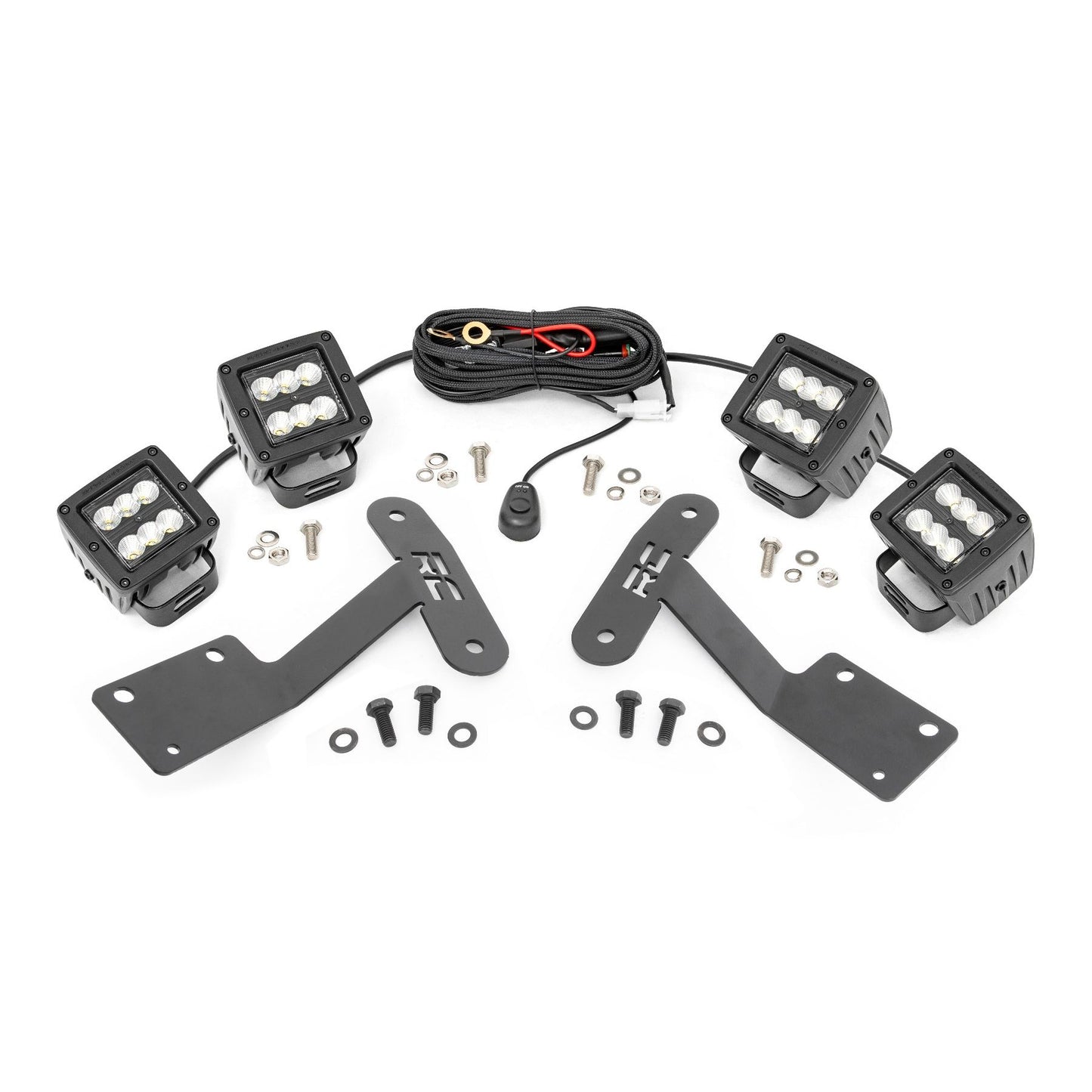 ROUGH COUNTRY LED Light Kit | Ditch Mount | Dual 2" Black Pairs | Flood | Toyota Tundra (14-21) | 70836