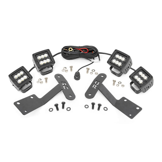 ROUGH COUNTRY LED Light Kit | Ditch Mount | Dual 2" Black Pairs | Flood | Toyota Tundra (14-21) | 70836