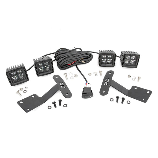 ROUGH COUNTRY LED Light Kit | Ditch Mount | Dual 2" Black Pairs | White DRL | Toyota Tundra (14-21) | 70837