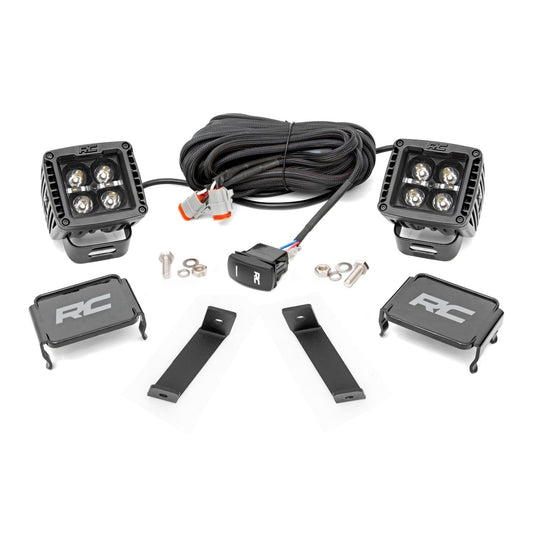 ROUGH COUNTRY LED Light Kit | Ditch Mount | 2" Black Pair | White DRL | Jeep Cherokee KL (14-21) | 70080