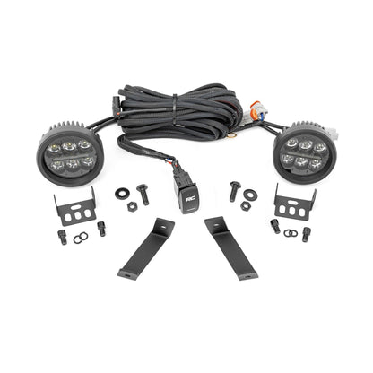 ROUGH COUNTRY LED Light Kit | Ditch Mount | Black Series Round | 3.5 Inch | Amber DRL | Jeep Cherokee KL (14-21) | 70083
