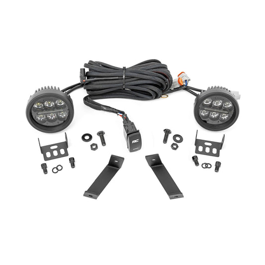 ROUGH COUNTRY LED Light Kit | Ditch Mount | Black Series Round | 3.5 Inch | Amber DRL | Jeep Cherokee KL (14-21) | 70083