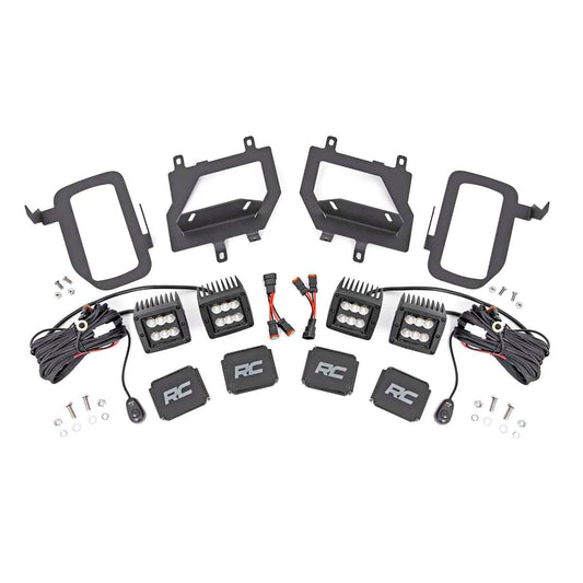ROUGH COUNTRY LED Light Kit | Fog Mount | Dual 2" Black Pairs | Flood | Ford F-150 (15-17) | 70833