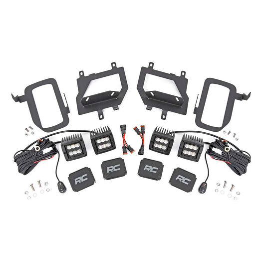 ROUGH COUNTRY LED Light Kit | Fog Mount | Dual 2" Black Pairs | Spot/Flood | Ford F-150 (15-17) | 70865