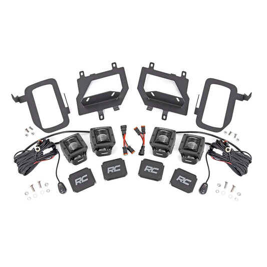 ROUGH COUNTRY LED Light Kit | Fog Mount | Dual 2" Black Pairs | SAE | Ford F-150 (15-17) | 70831