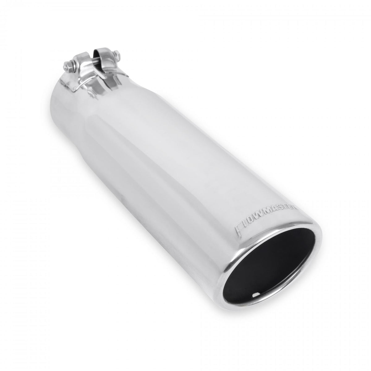 FLOWMASTER Exhaust Tip Exhaust Tip 3.50 Inch Rolled Angle Polished SS Fits 3.00 Inch Tubing Clamp On