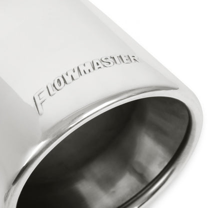 FLOWMASTER Exhaust Tip Exhaust Tip 4.00 Inch Rolled Angle Polished SS Fits 2.50 Inch Tubing Clamp On