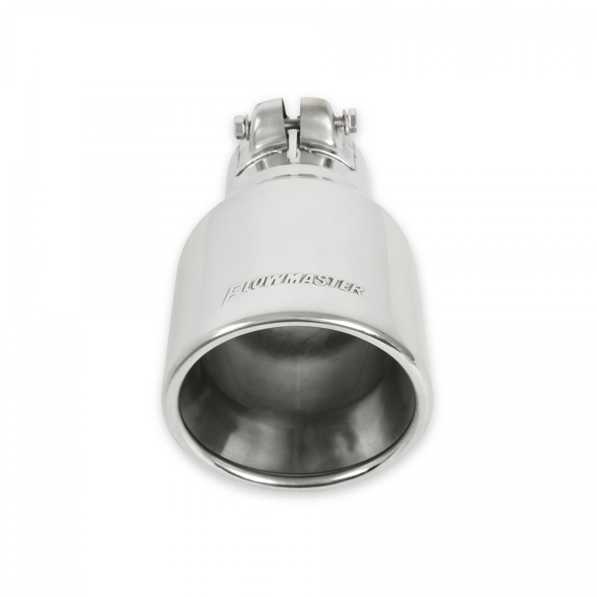 FLOWMASTER Exhaust Tip Exhaust Tip 4.00 Inch Rolled Angle Polished SS Fits 2.50 Inch Tubing Clamp On
