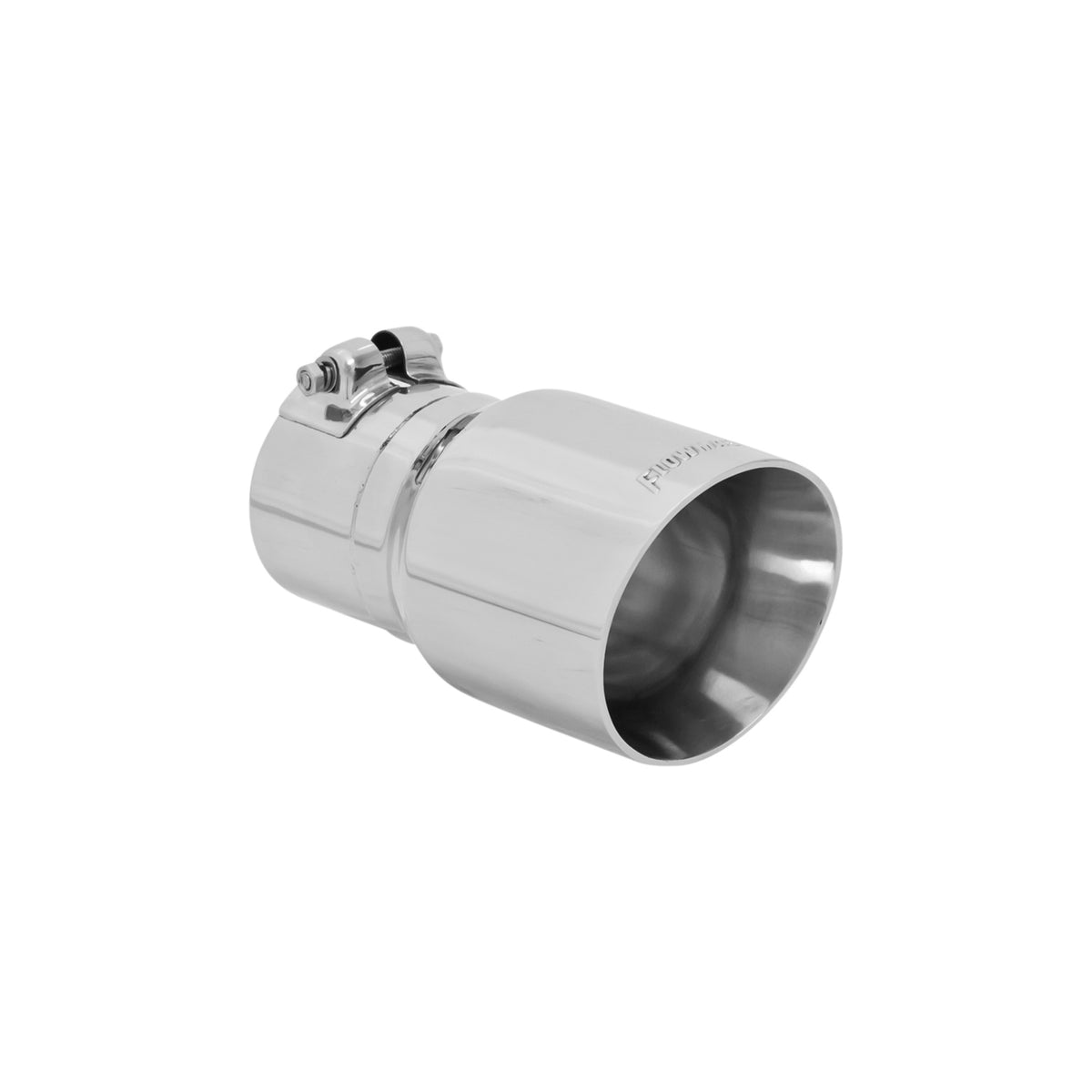 FLOWMASTER Exhaust Tip Exhaust Tip 4.00 Inch Angle Cut Polished SS Fits 3.00 Inch Tubing Clamp On