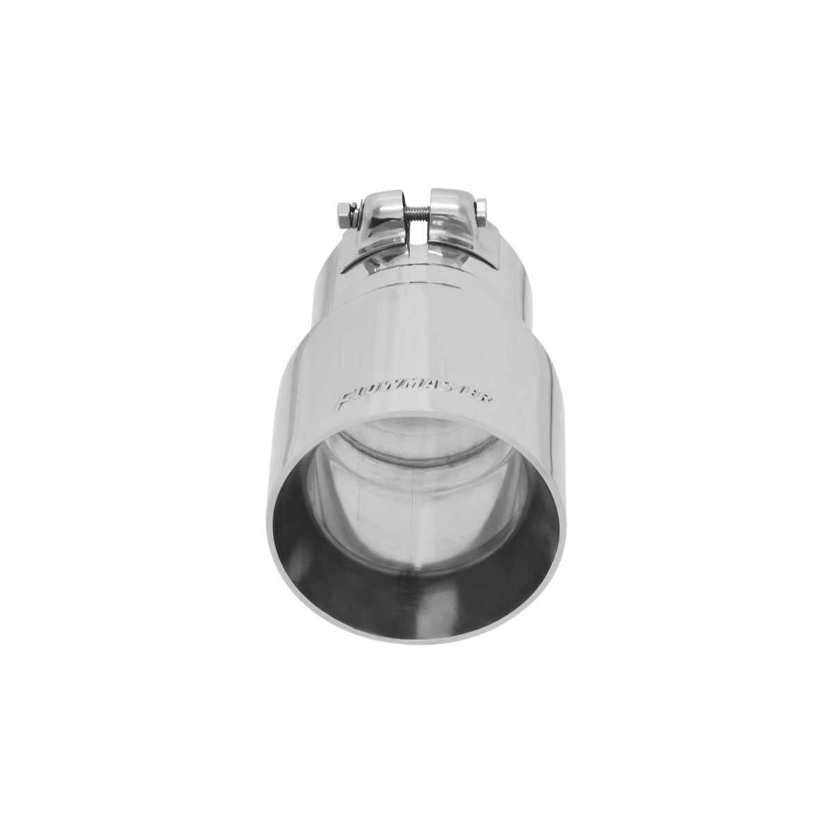 FLOWMASTER Exhaust Tip Exhaust Tip 4.00 Inch Angle Cut Polished SS Fits 3.00 Inch Tubing Clamp On