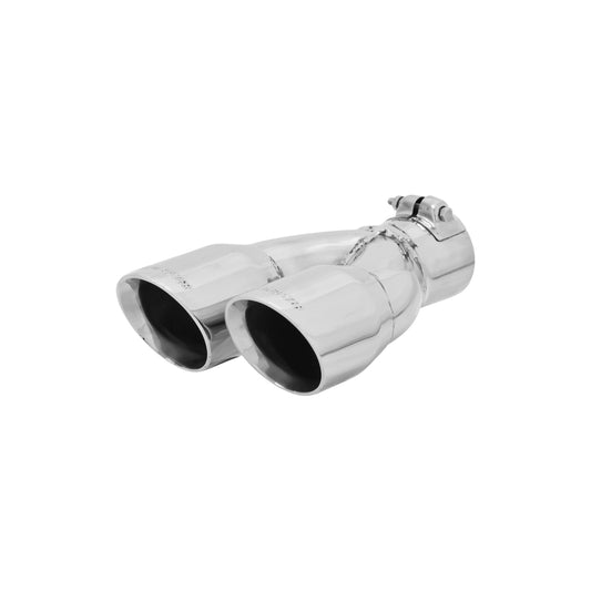 FLOWMASTER Exhaust Tip Exhaust Tip 3.00 In Dual Angle Cut Polished SS Fits 2.50 Inch Right -Clamp On