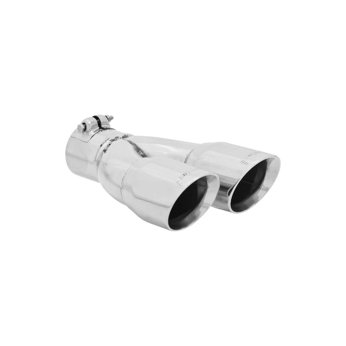 FLOWMASTER Exhaust Tip Exhaust Tip 3.00 In Dual Angle Cut Polished SS Fits 2.50 Inch Left Clamp On