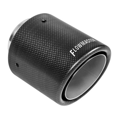 FLOWMASTER Exhaust Tip Exhaust Tip 4 Inch Rolled Angle Carbon Fiber Fits 2.5 Inch Tubing Weld On