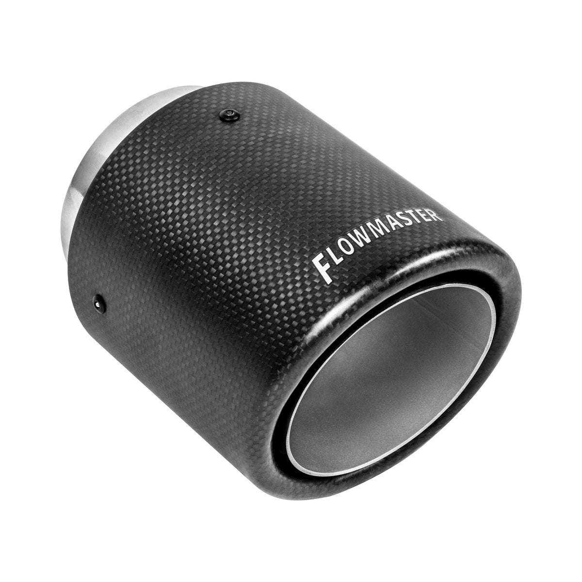FLOWMASTER Exhaust Tip Exhaust Tip 4 Inch Rolled Angle Carbon Fiber Fits 3 Inch Tubing Weld On