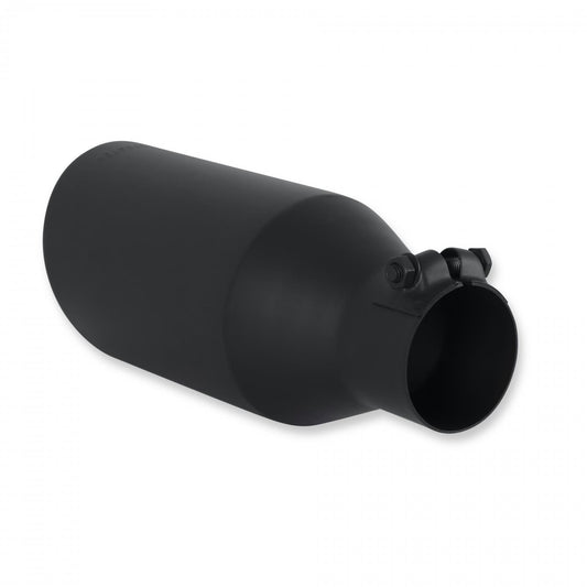 FLOWMASTER Exhaust Tip Exhaust Tip 4.5 Inch Black Angle Cut Fits 2.5 Inch Tubing, 11.00-In Long Clamp On