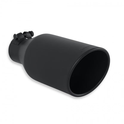 FLOWMASTER Exhaust Tip Exhaust Tip 4.5 Inch Black Angle Cut Fits 2.5 Inch Tubing, 11.00-In Long Clamp On