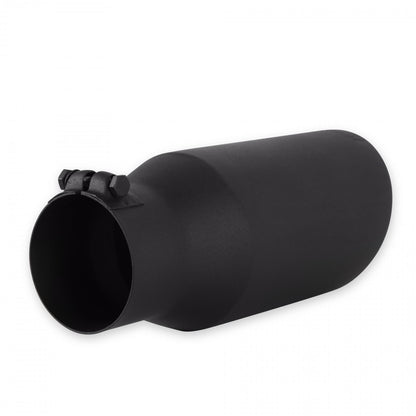 FLOWMASTER Exhaust Tip Exhaust Tip 5.0 Inch Black Angle Cut Fits 3.5 Inch Tubing, 12.00-In Long Clamp On