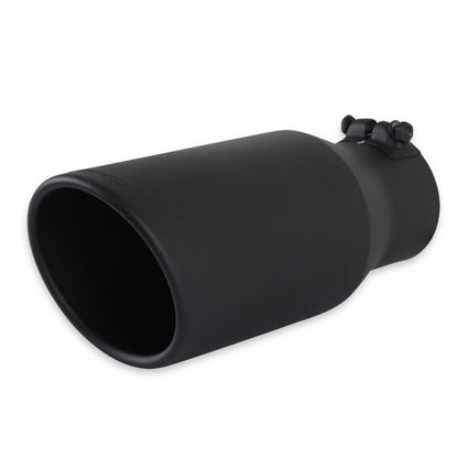 FLOWMASTER Exhaust Tip Exhaust Tip 5.0 Inch Black Angle Cut Fits 3.5 Inch Tubing, 12.00-In Long Clamp On