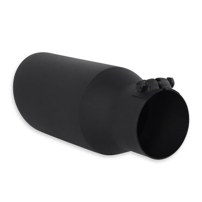 FLOWMASTER Exhaust Tip Exhaust Tip 5.0 Inch Black Angle Cut Fits 3.5 Inch Tubing, 12.00-In Long Clamp On
