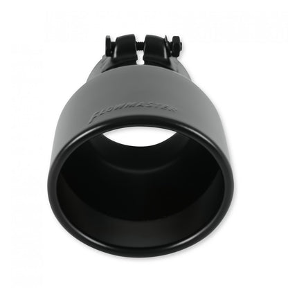 FLOWMASTER Exhaust Tip Exhaust Tip 4.5 Inch Black Angle Cut Fits 3.0 Inch Tubing, 7.00-In Long Clamp On