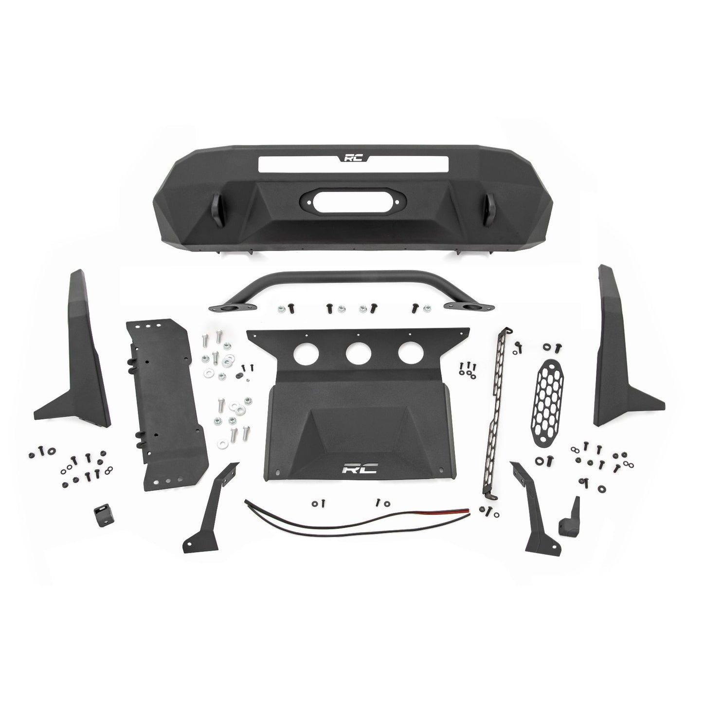 ROUGH COUNTRY Front Bumper | High Clearance | 12000-Lb Pro Series Winch | Synthetic Rope Toyota Tacoma 4WD (16-23) | 10717