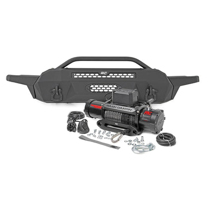 ROUGH COUNTRY Front Bumper | High Clearance | 12000-Lb Pro Series Winch | Synthetic Rope Toyota Tacoma 4WD (16-23) | 10716