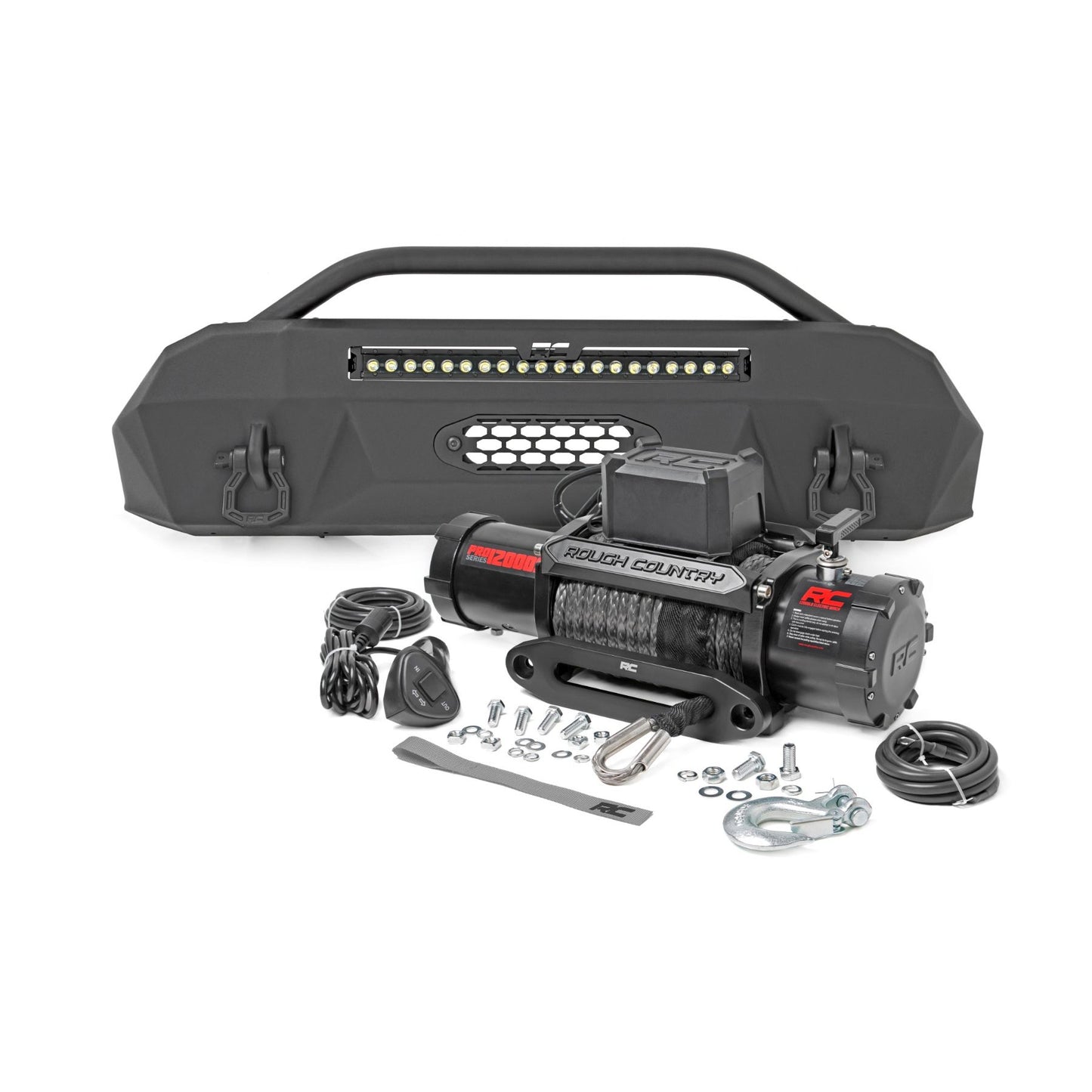 ROUGH COUNTRY Front Bumper | Hybrid | 20" Blk DRL LED | Toyota Tacoma 4WD (2016-2023) | 10727