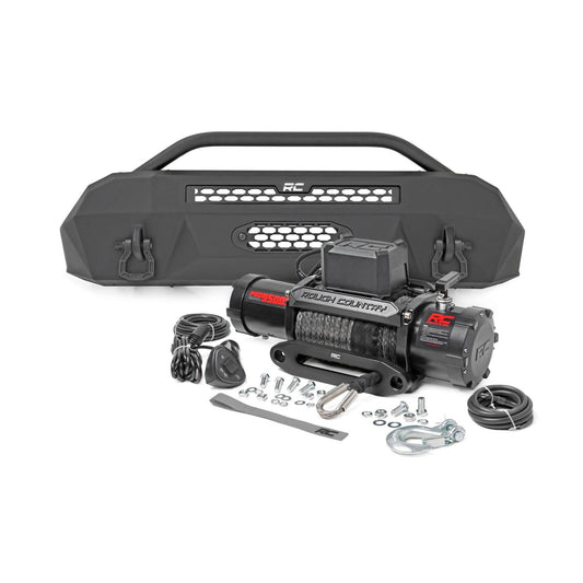 ROUGH COUNTRY Front Bumper | Hybrid | 9500-Lb Pro Series Winch | Synthetic Rope | Toyota Tacoma (16-23) | 10714
