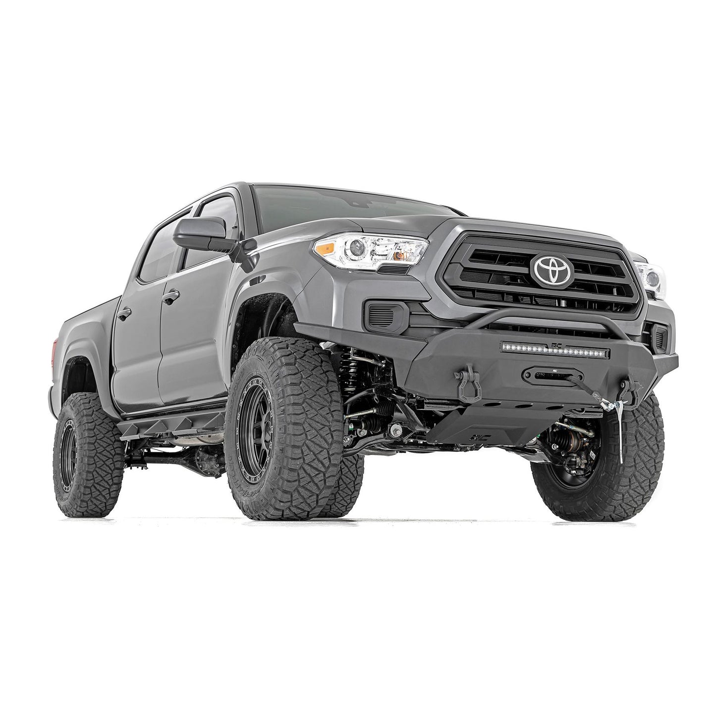 ROUGH COUNTRY Front Bumper | Hybrid | 20" Blk LED | 9500-Lb Winch Syn | Toyota Tacoma (16-23) | 10722