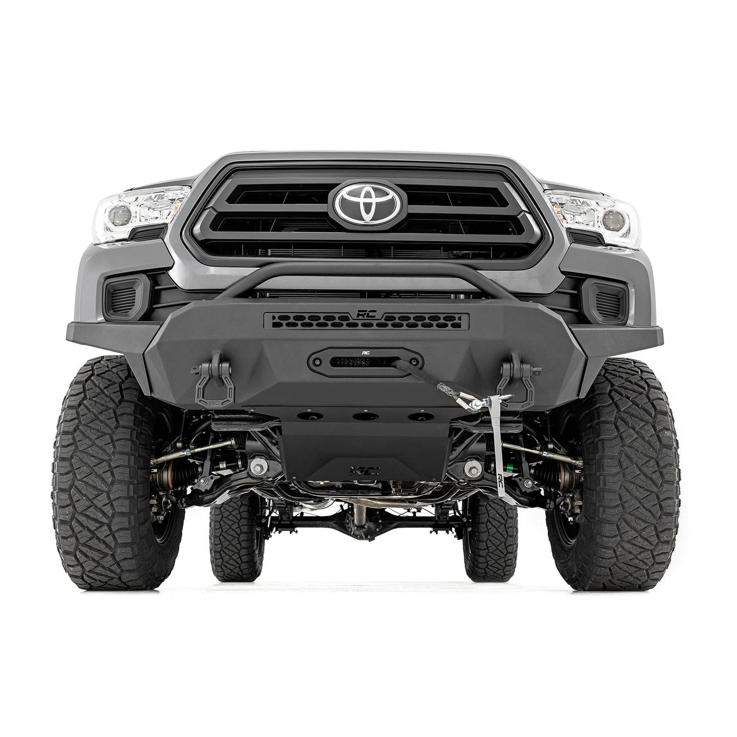 ROUGH COUNTRY Front Bumper | High Clearance | 12000-Lb Pro Series Winch | Synthetic Rope Toyota Tacoma 4WD (16-23) | 10717