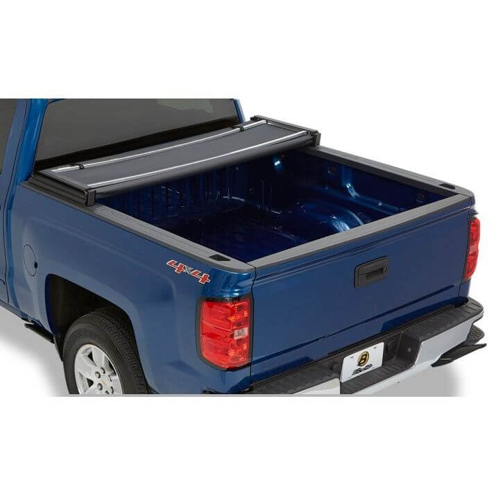 BESTOP | Soft Tri-Fold Tonneau Cover EZ-Fold For Nissan 2005-2024 Frontier 6.0 Foot Black Tailgate Spoiler Not Included Bestop | 16147-01