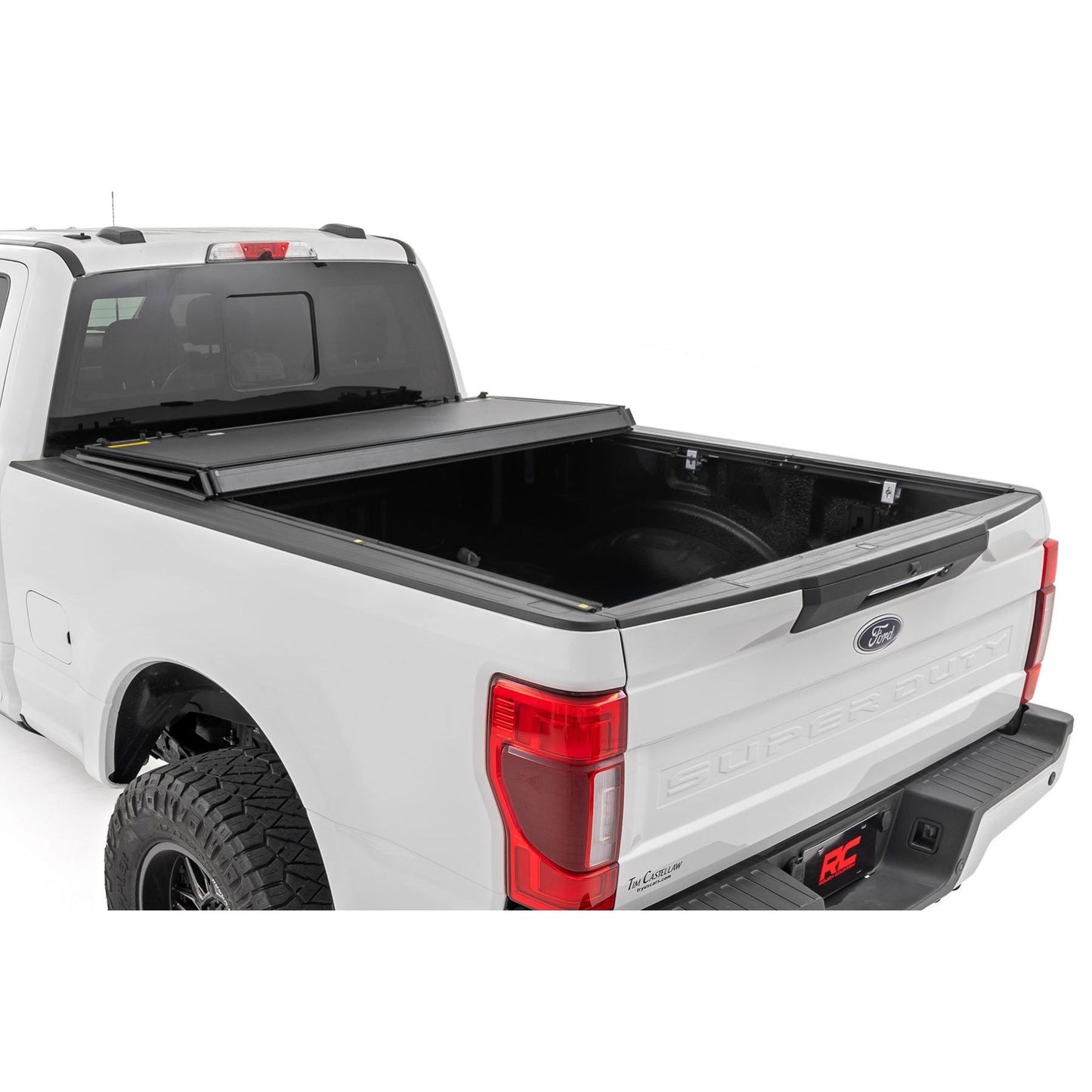 ROUGH COUNTRY Hard Tri-Fold Flip Up Bed Cover | 6'10" Bed | Ford F-250/F-350 Super Duty (17-26) | 49220651