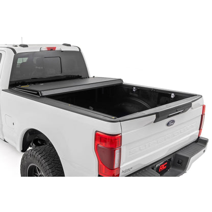 ROUGH COUNTRY Hard Tri-Fold Flip Up Bed Cover | 6'10" Bed | Ford F-250/F-350 Super Duty (17-26) | 49220651