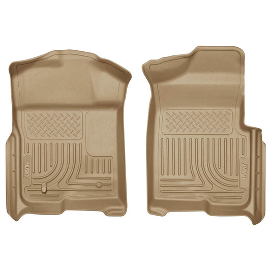 Husky Liners | Weatherbeater Front Floor Liners For 2009-2014 F-150 Husky Liners | 18333 in tan color, designed for durable protection.