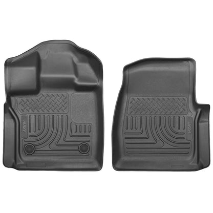 Husky Liners | Weatherbeater Front Floor Liners For 2015-2024 F-150 Husky Liners | 18351, black rubber vehicle floor liners.