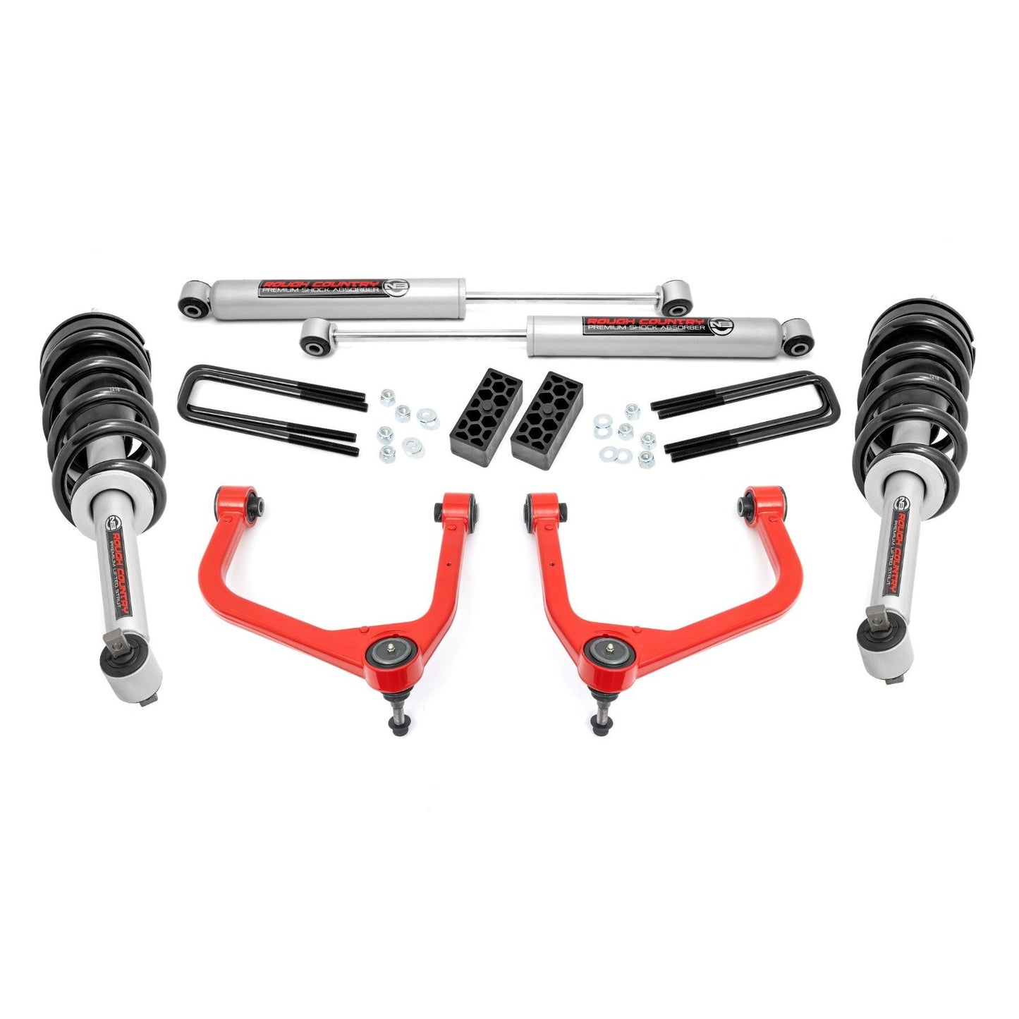 ROUGH COUNTRY 3.5 Inch Lift Kit | N3 Struts | Chevy Silverado 1500 2WD/4WD (2019-2024 & Classic) | 29532RED