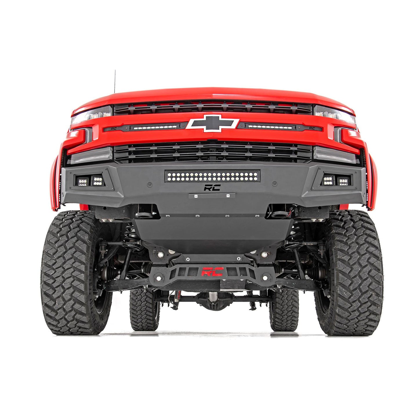 ROUGH COUNTRY High Clearance Front Bumper | LED Lights & Skid Plate | Chevy Silverado 1500 (19-22) | 10757A