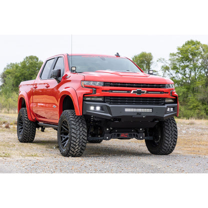 ROUGH COUNTRY High Clearance Front Bumper | LED Lights & Skid Plate | Chevy Silverado 1500 (19-22) | 10757A