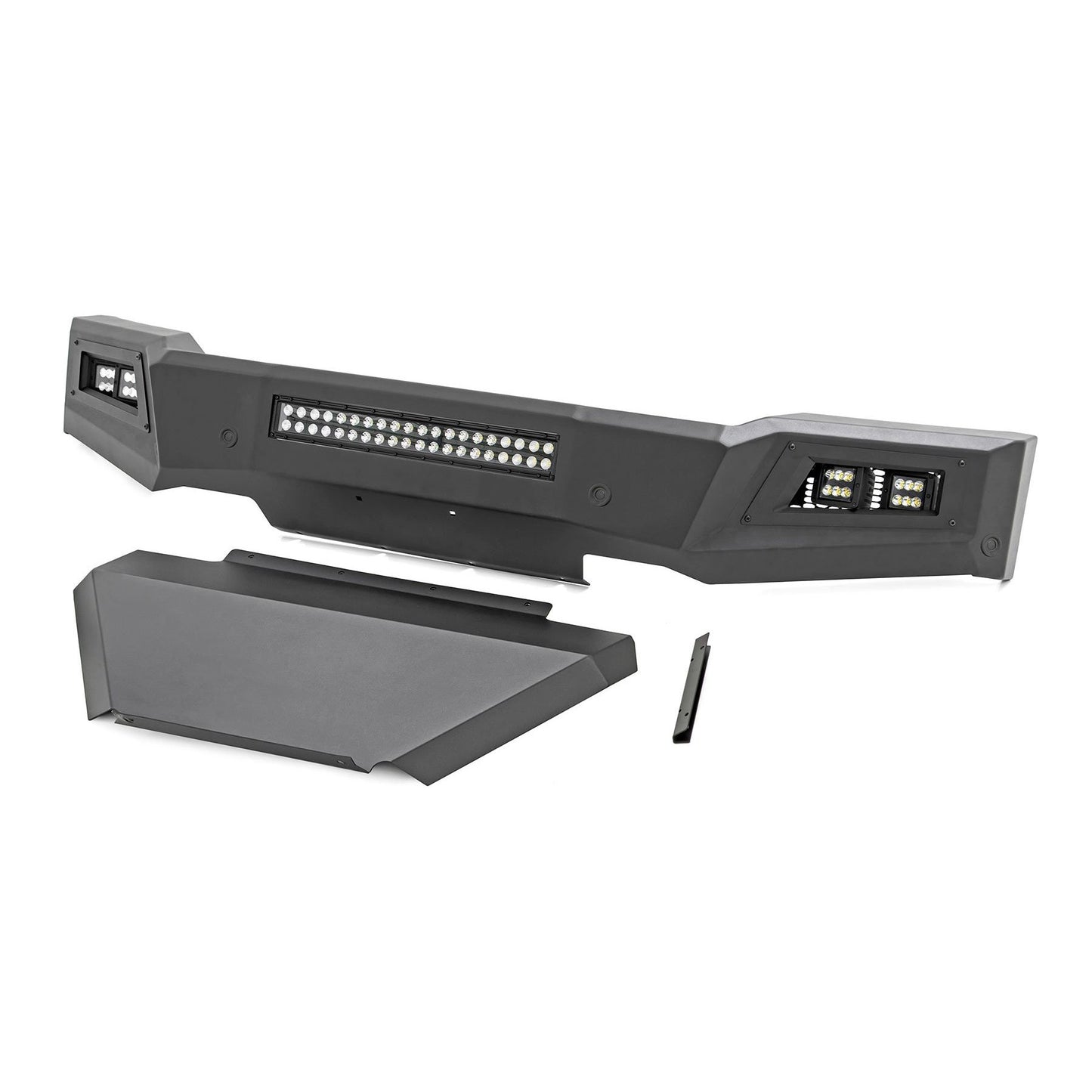 ROUGH COUNTRY High Clearance Front Bumper | LED Lights & Skid Plate | Chevy Silverado 1500 (19-22) | 10757A
