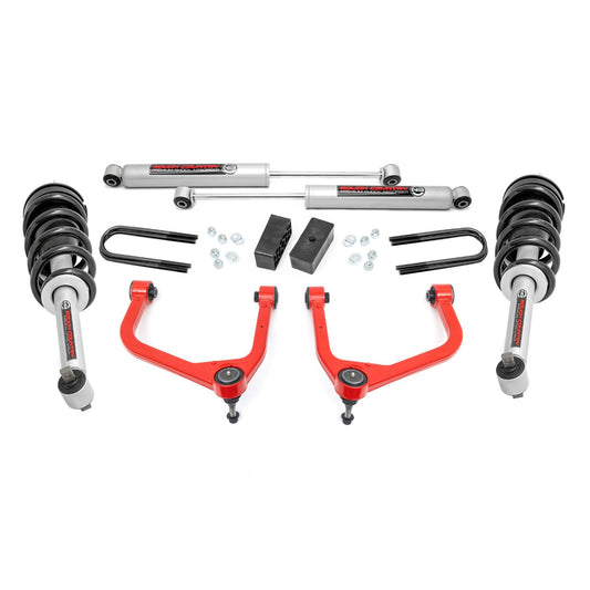 ROUGH COUNTRY 3.5 Inch Lift Kit | Mono Leaf Rear | N3 Struts | GMC Sierra 1500 2WD/4WD (2019-2025 & Classic) | 28831RED
