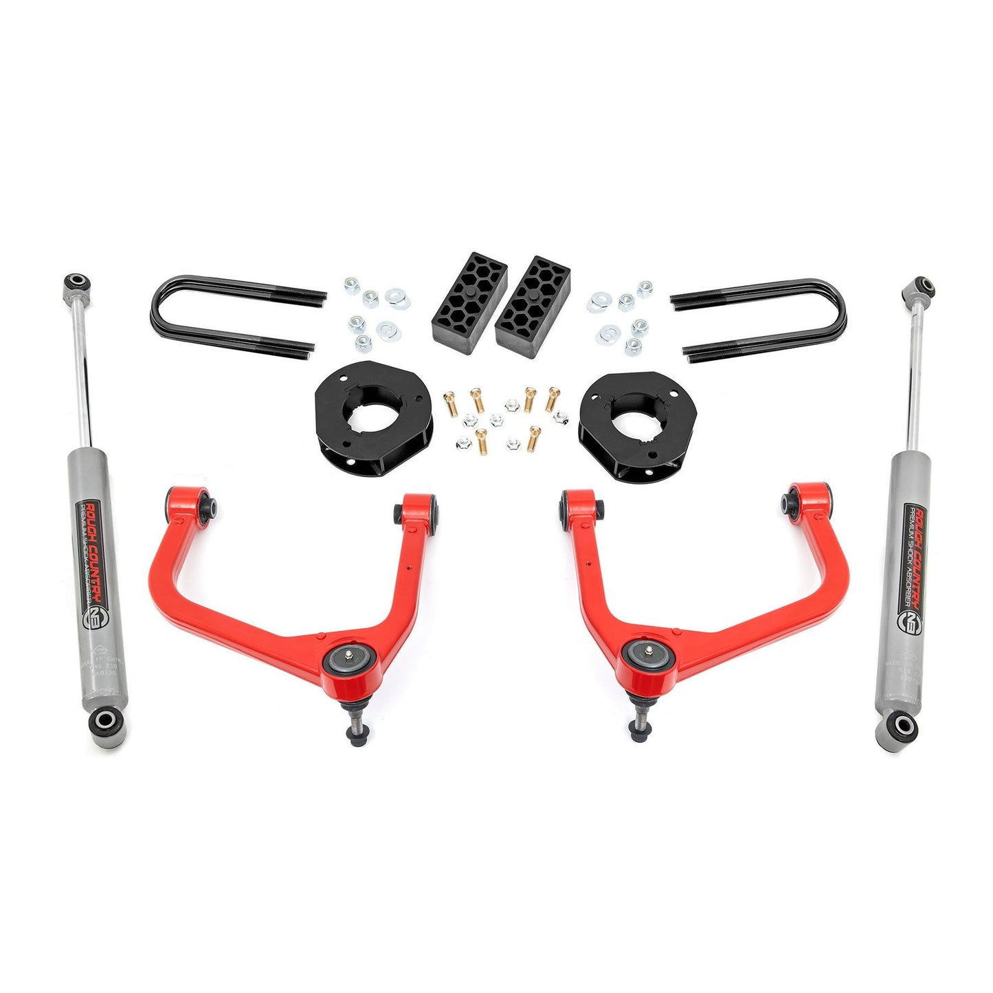 ROUGH COUNTRY 3.5 Inch Lift Kit | Rear Mono Leaf | Chevy Silverado 1500 2WD/4WD (2022-2024) | 28230RED