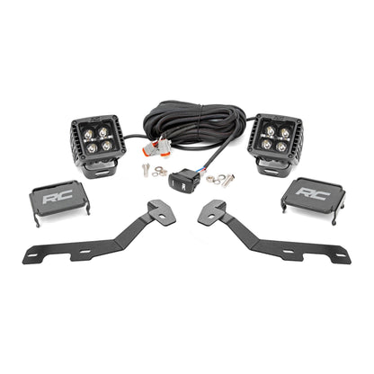 ROUGH COUNTRY LED Light Kit | Ditch Mount | 2" Black Pair | White DRL | Ram 1500 (19-25) | 82292