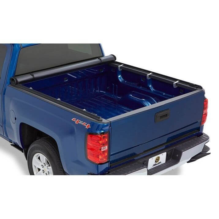 BESTOP | EZ-Roll Soft Tonneau Cover For Nissan 2005-2024 Frontier 6.0 Foot Black Tailgate Spoiler Not Included Bestop | 19147-01 installed on truck bed.