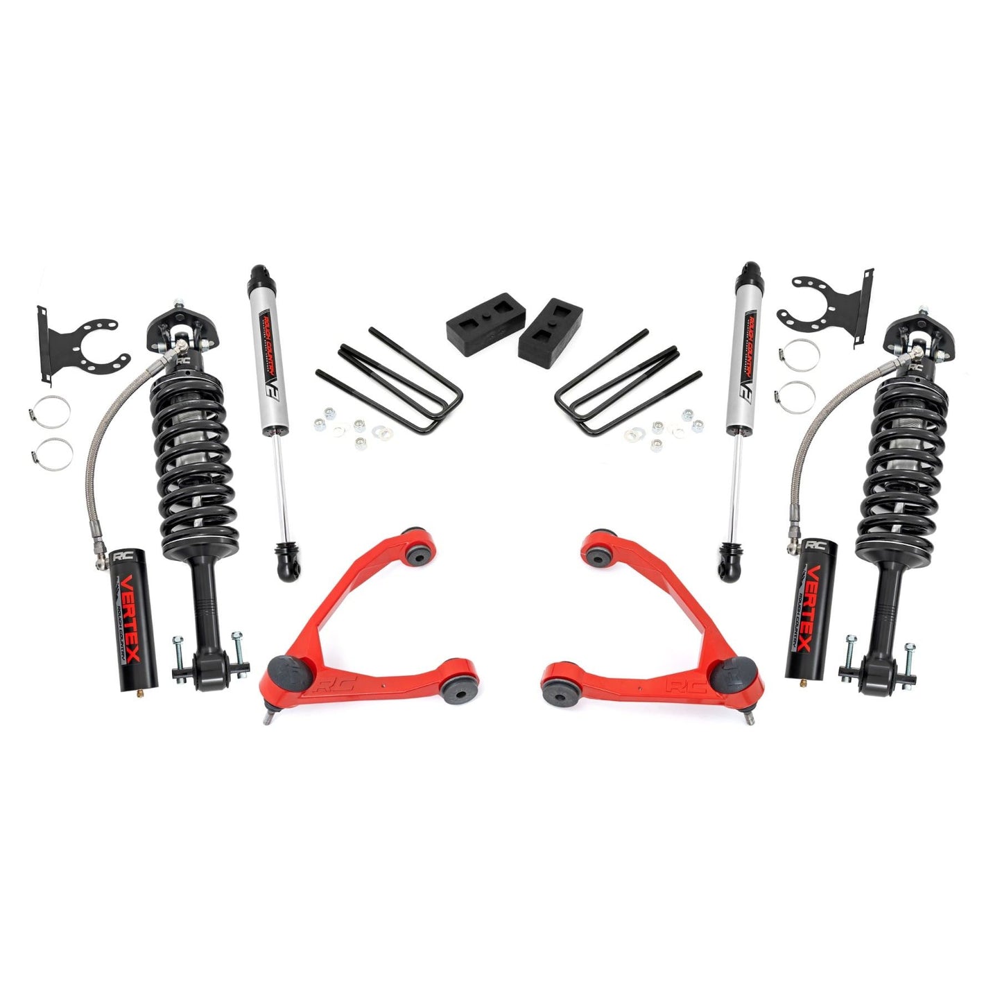 ROUGH COUNTRY | 3.5" Lift Kit  Forged UCA  Cast Steel  Vertex/V2  Chevy/GMC 1500 (07-13) | 19857RED