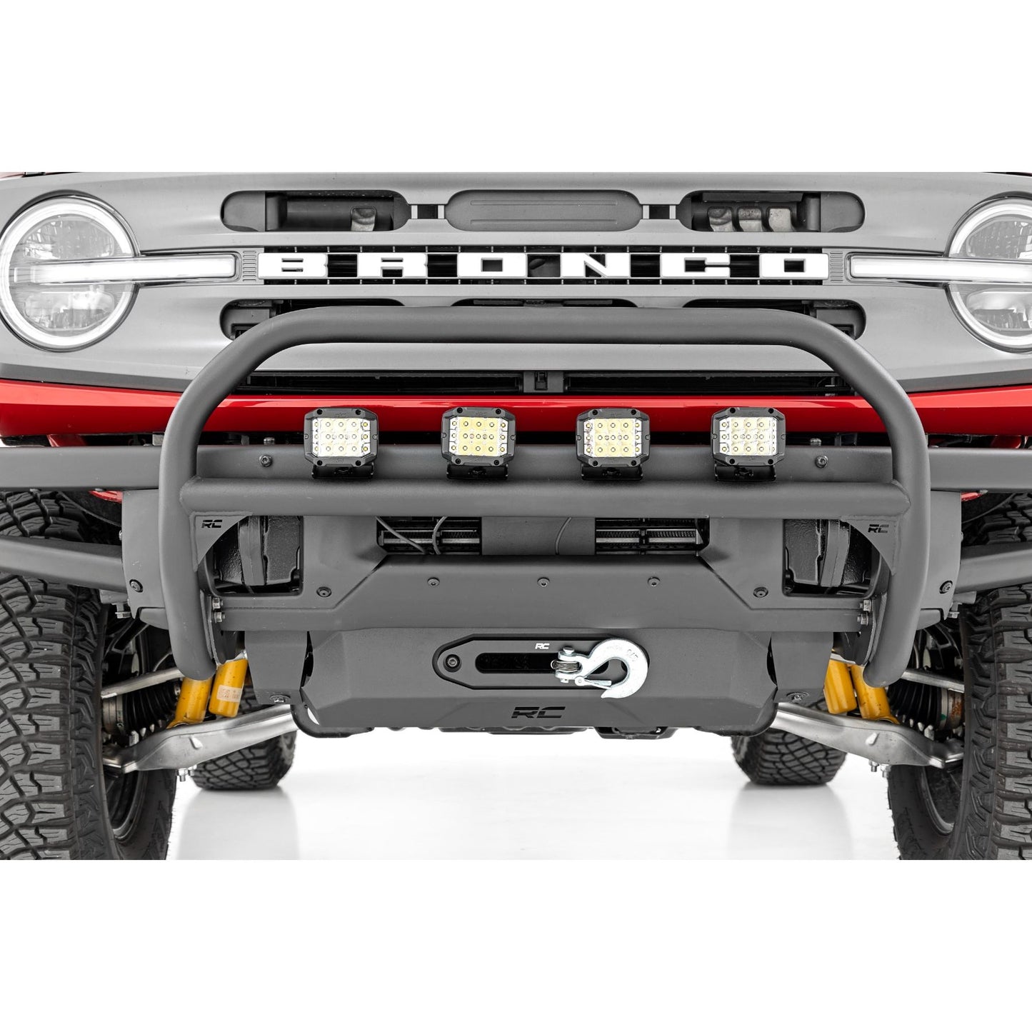 ROUGH COUNTRY Nudge Bar | 20 Inch Chrome Single Row LED | OE Modular Steel | Ford Bronco (21-25) | 51103