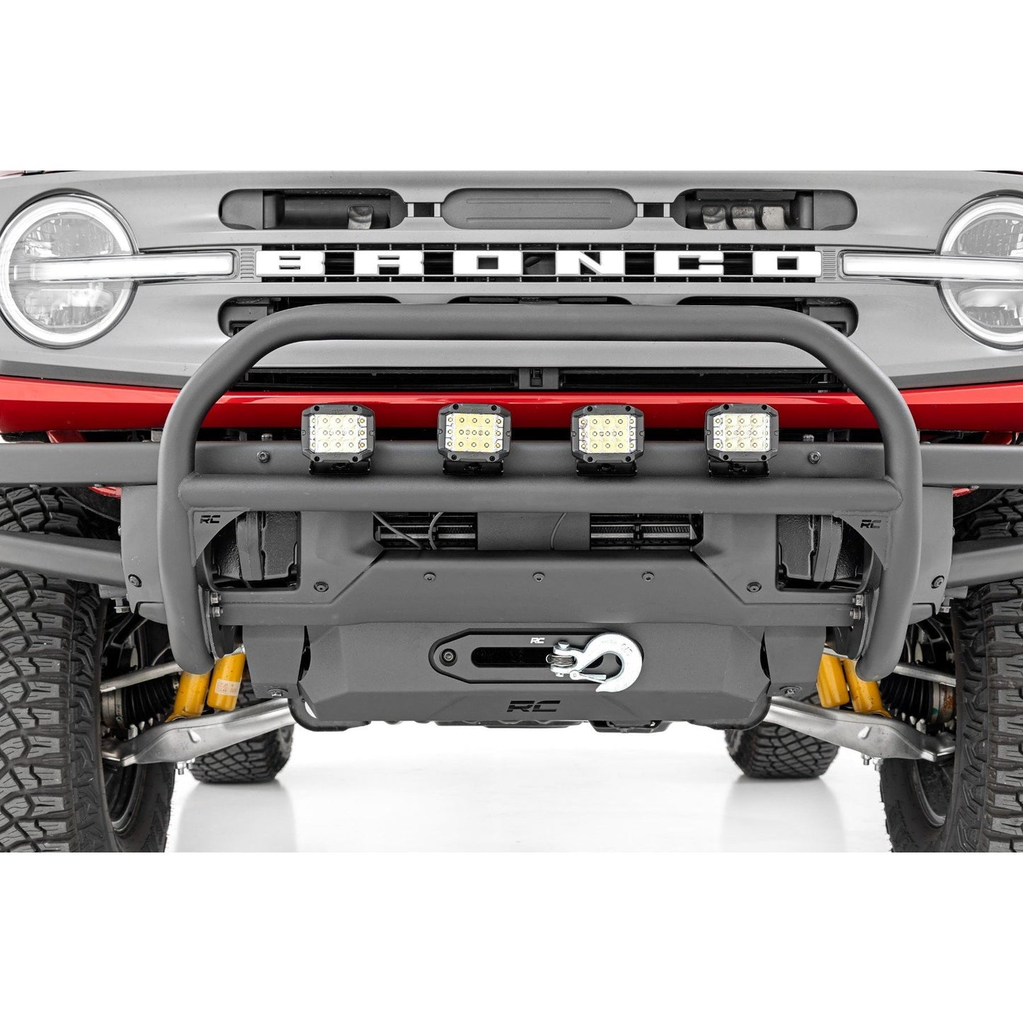 ROUGH COUNTRY Nudge Bar | 3 Inch Wide Angle Led (x4) | Oe Modular Steel | Ford Bronco (21-25) | 51105